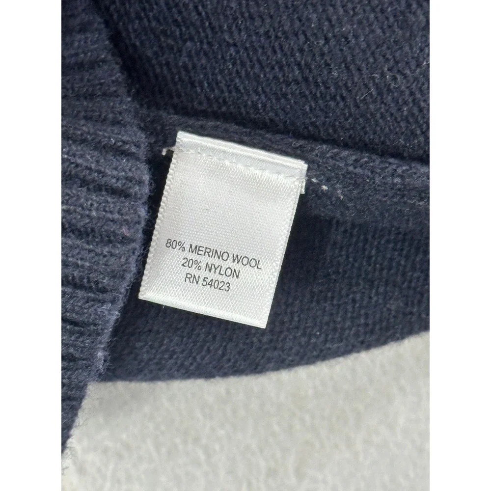 Banana Republic Mens XL Blue Italian Yarn Quarter Zip Pullover Sweater Striped